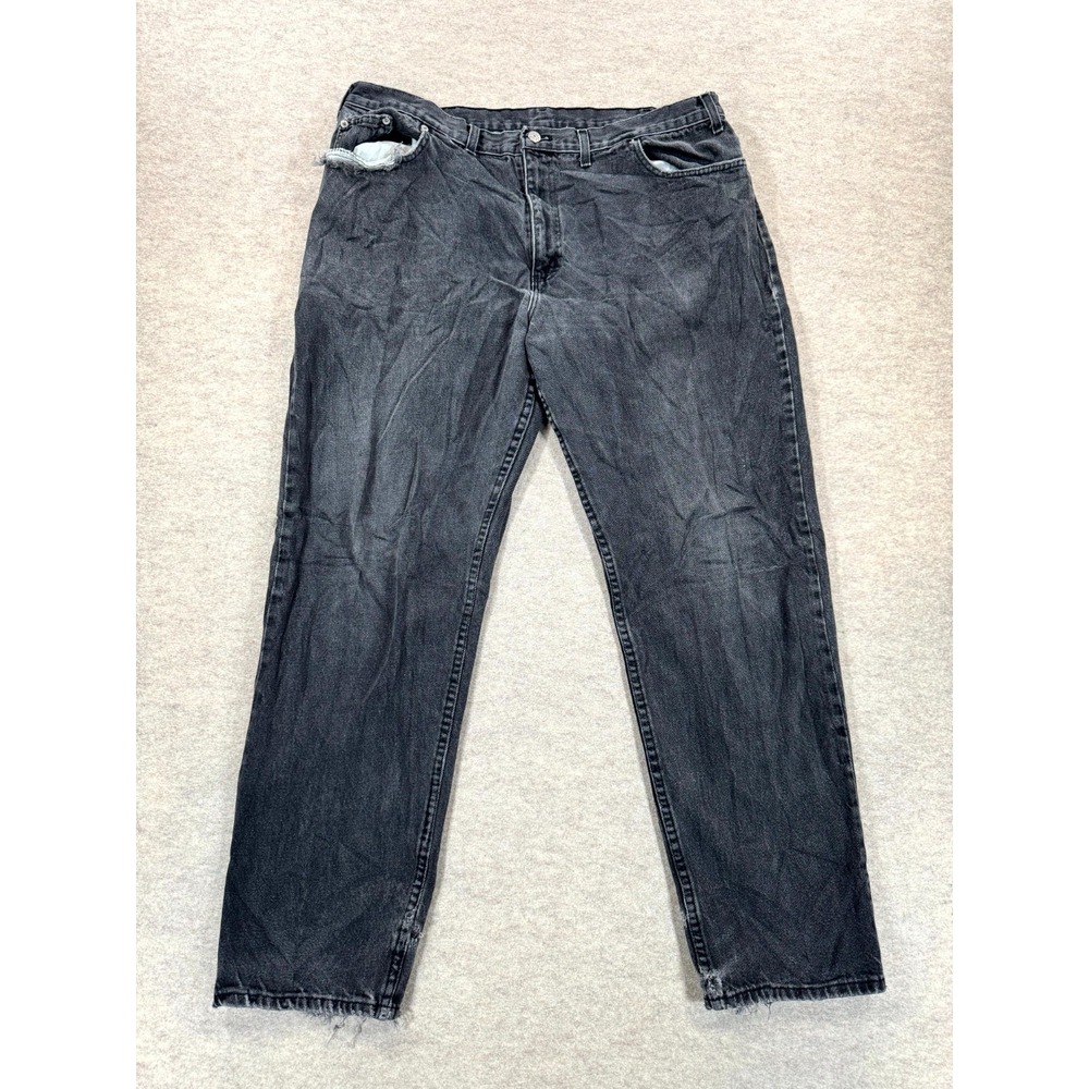 Faded Glory Relaxed Straight Leg Jeans Mens 40x32 Black Denim Cotton Casual Wear